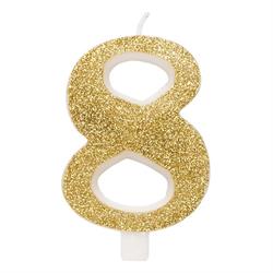 CANDELINA NUMERALE CM.9,5 GLITTER NR.8 ORO