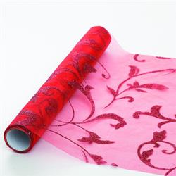 RUNNER CM.28X300 ARABESQUE GLITTER ROSSO