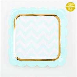 PIATTI CARTA QUADRO CHIC AZZURRO CM.23 PZ.8