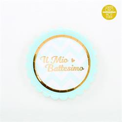 PIATTI CARTA BABY CHIC AZZURRO BATTESIMO CM.18 PZ.8