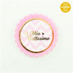 PIATTI CARTA BABY CHIC  ROSA BATTESIMO CM.18 PZ.8