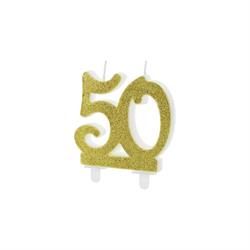 CANDELINA 50 ANNI CM. 12 GLITTER ORO