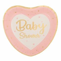PIATTI CARTA BABY SHOWER CUORE PINK GOLD CM.23 PZ8