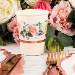 BICCHIERE CARTA 250 CC. PZ.8 COVER WEDDING PINKGOLD