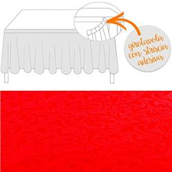 GIROTAVOLA 74X430 DAMASC. FLOCCATO RED