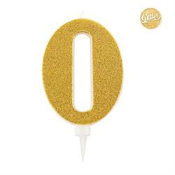 CANDELINE GLITTER NUMERO GOLD 0 CM.15,5