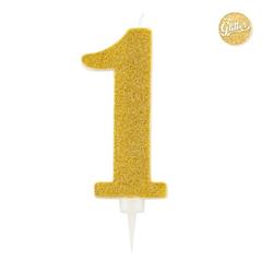 CANDELINE GLITTER NUMERO GOLD 1 CM.15,5