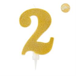 CANDELINE GLITTER NUMERO GOLD 2 CM.15,5
