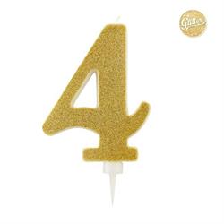 CANDELINE GLITTER NUMERO GOLD 4 CM.15,5