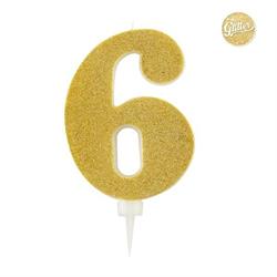 CANDELINE GLITTER NUMERO GOLD 6 CM.15,5