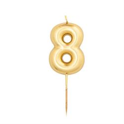 CANDELINE METAL NUMERO  GOLD 8 CM.4,5