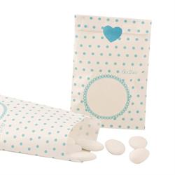 SACCHETTO CANDY CM.8X14 POIS AZZ. PZ.10 ADES.CUORE
