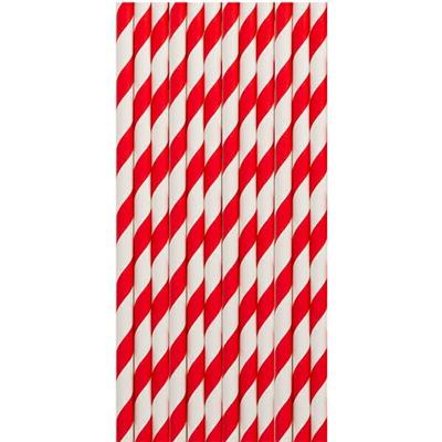 CANNUCCE IN CARTA RIGATE PZ.12 CM.20 ROSSO