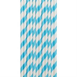 CANNUCCE IN CARTA RIGATE PZ.12 CM.20 AZZURRO