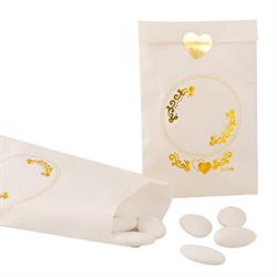 SACCHETTO CARTA WEDDING WHITE GOLD 8X14 PZ.10