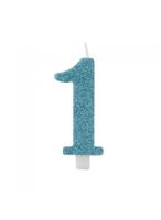 CANDELINA NUMERALE CM.9,5 GLITTER NR.1 TIFFANY