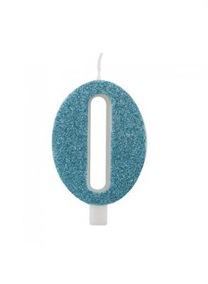 CANDELINA NUMERALE CM.9,5 GLITTER NR.0 TIFFANY
