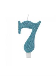 CANDELINA NUMERALE CM.9,5 GLITTER NR.7 TIFFANY