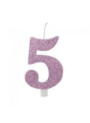 CANDELINA NUMERALE CM.9,5 GLITTER NR.5 MALVA