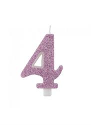 CANDELINA NUMERALE CM.9,5 GLITTER NR.4 MALVA