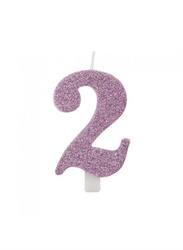 CANDELINA NUMERALE CM.9,5 GLITTER NR.2 MALVA