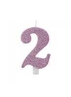 CANDELINA NUMERALE CM.9,5 GLITTER NR.2 MALVA