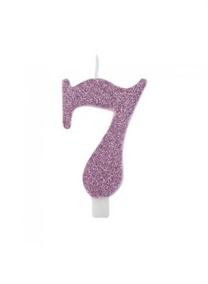 CANDELINA NUMERALE CM.9,5 GLITTER NR.7 MALVA