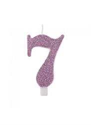 CANDELINA NUMERALE CM.9,5 GLITTER NR.7 MALVA