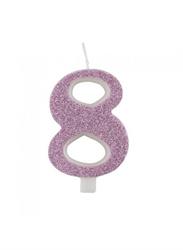 CANDELINA NUMERALE CM.9,5 GLITTER NR.8 MALVA