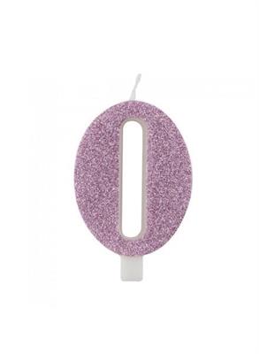 CANDELINA NUMERALE CM.9,5 GLITTER NR.0 MALVA