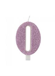 CANDELINA NUMERALE CM.9,5 GLITTER NR.0 MALVA