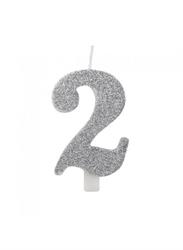 CANDELINA NUMERALE CM.9,5 GLITTER NR.2 SILVER