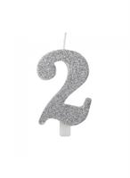 CANDELINA NUMERALE CM.9,5 GLITTER NR.2 SILVER