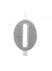 CANDELINA NUMERALE CM.9,5 GLITTER NR.0 SILVER
