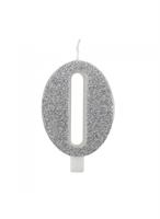 CANDELINA NUMERALE CM.9,5 GLITTER NR.0 SILVER
