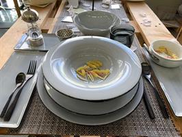 PIATTO PURE GREY PIANO  CM.21 FRUTTA           ###