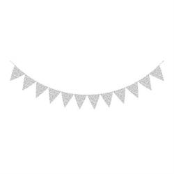 FESTONE 12 BANDIERINE IN CARTA MT.3 GLITTER ARGENTO