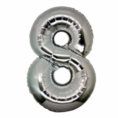 PALLONE FOIL ARGENTO CM. 100 NUMERO 8