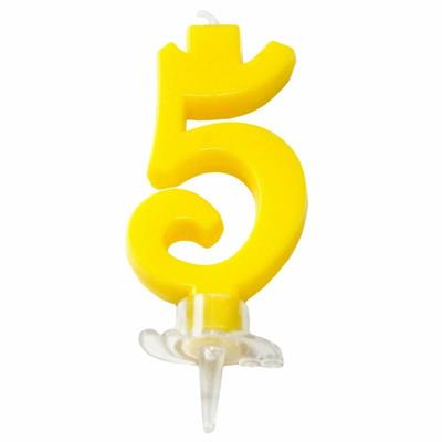 CANDELINA MINI NUMERALE CM.7 NR.5 GIALLA