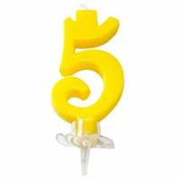 CANDELINA MINI NUMERALE CM.7 NR.5 GIALLA