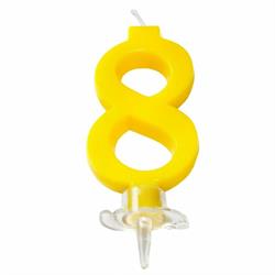 CANDELINA MINI NUMERALE CM.7 NR.8 GIALLA