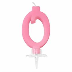 CANDELINA MINI NUMERALE CM.7 NR.0 ROSA