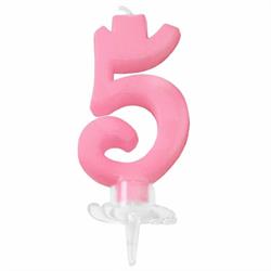 CANDELINA MINI NUMERALE CM.7 NR.5 ROSA
