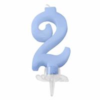 CANDELINA MINI NUMERALE CM.7 NR.2 CELESTE