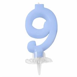 CANDELINA MINI NUMERALE CM.7 NR.9 CELESTE