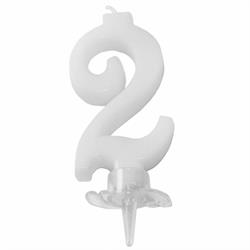 CANDELINA MINI NUMERALE CM.7 NR.2 BIANCA