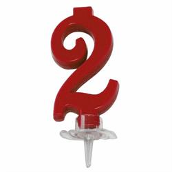 CANDELINA MINI NUMERALE CM.7 NR.2 ROSSA
