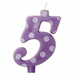 CANDELINA NUMERALE MAX  CM.12 NR.5 POIS LILLA