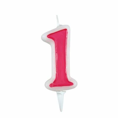 CANDELINA NUMERALE CM.9 NR.1 ROSA