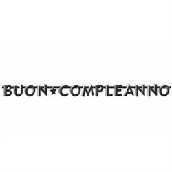 FESTONE LETTERE BUON COMPLEANNA BLACK/SILVER CM.235